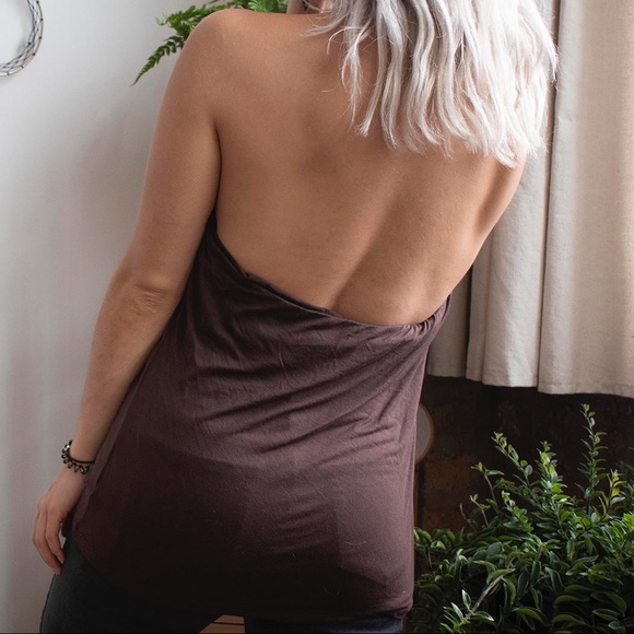 Brown Halter with Beaded Neckline - Picture 2 of 8